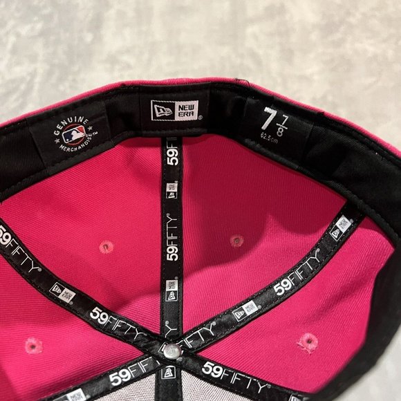 New Era 59FIFTY Atlanta Braves Hat Men's 7 7/8 Pink Gray MLB Baseball Cap - Picture 7 of 8